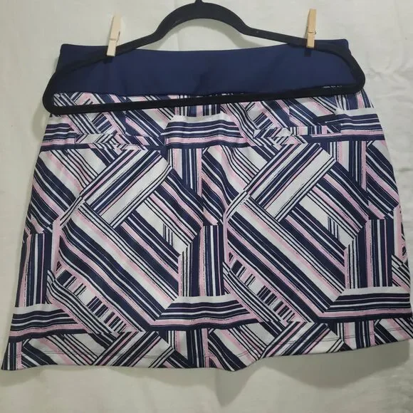 NWT Adidas‎ Light Pink Navy Geometric Print Athletic Skirt DQ0495 Size L - Picture 7 of 13